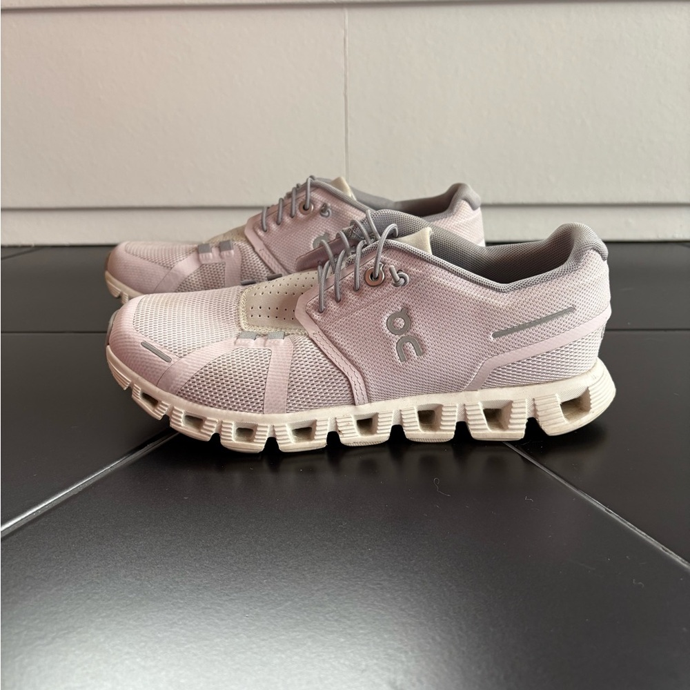 On Running Women's Athletic Shoes in Light Pink and Cream